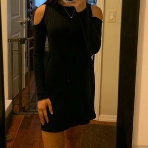 Wet seal black cold shoulder knit dress